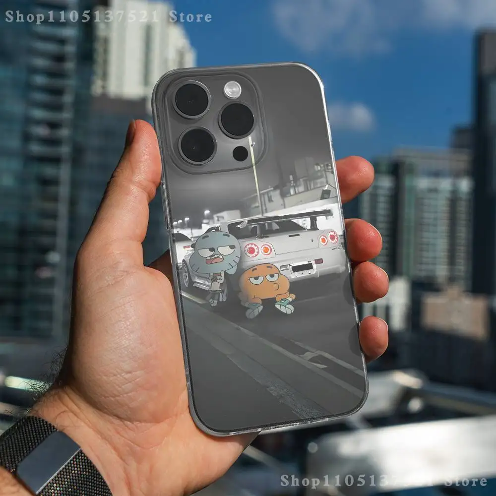 Funda de teléfono G-Gumball y D-Darwin para iPhone 17,16,15,14,13,12,11 Pro,Max,Plus,X,XS,XR,SE4,E Mini funda suave transparente