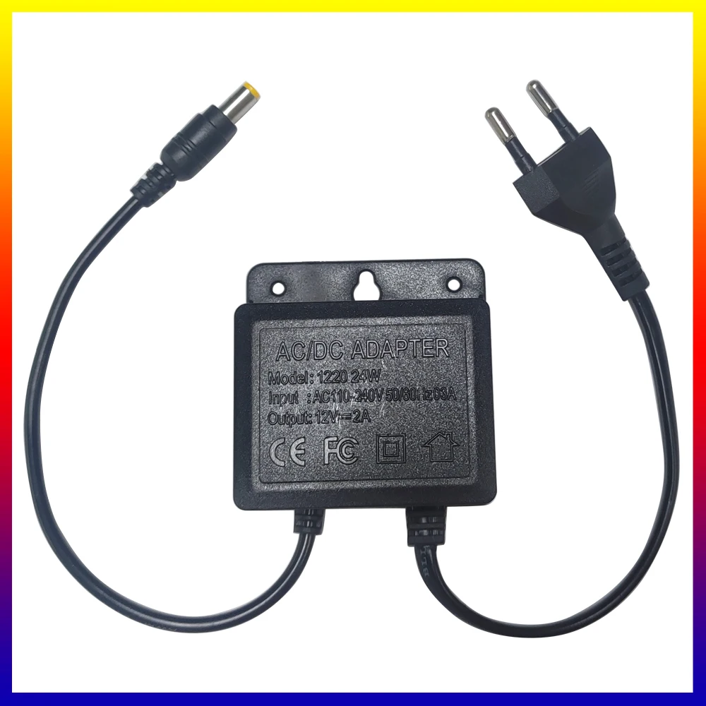 2pcs DC12V 2A EU Plug Power Adapter Waterproof Black For CCTV Security Surveillance AHD Camera Charger NVR DVR Input AC100V-240V