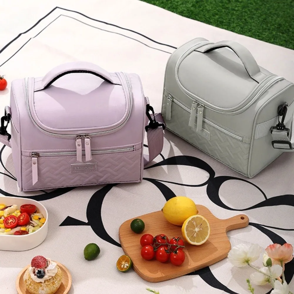 حقيبة يد PEVA حقيبة الغداء سميكة الحفاظ على الحرارة حقيبة نزهة سعة كبيرة حقيبة معزولة مقاومة للماء للطلاب #2