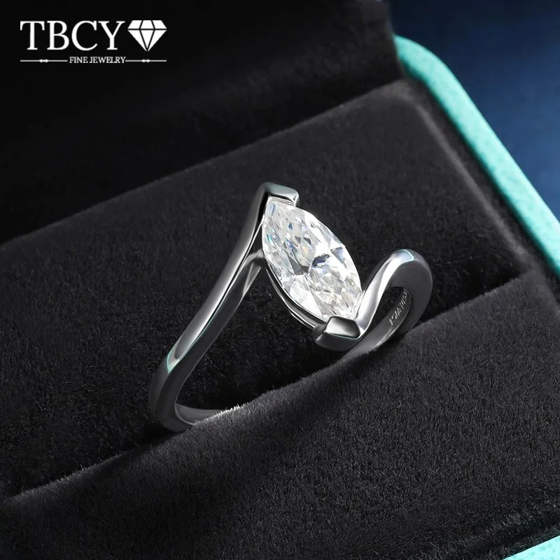 

TBCYD 1CT Marquise Cut Moissanite 925 Sterling Silver White 18k Gold Plated for Woman Wedding Anniversary Rings Fine Jewelry