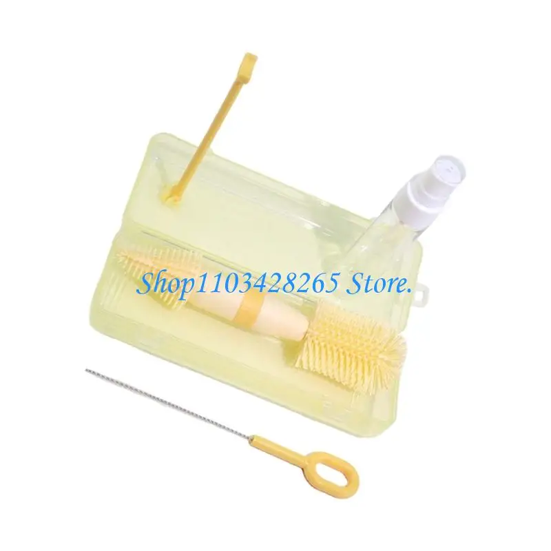 

360 Degree Rotating Baby Bottle Brush Set Feature Soft Bristles with Compact Storage Case for Efficient Cleaning G2TE