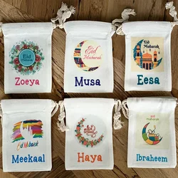 Personalized custom name Eid Mubarak Present bag Eid Al-Fitr Muslim Islamic Ramadan Kareem Decoration Children Kid Boy Girl Gift