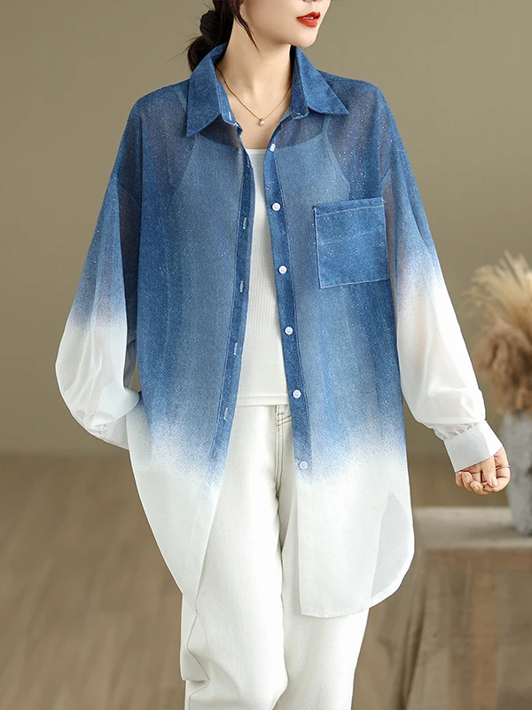 

plus Size Women's Casual Loose Long Sleeve Shirt Spring New Single Button Elegant Fashionable Collar Regular Thickness