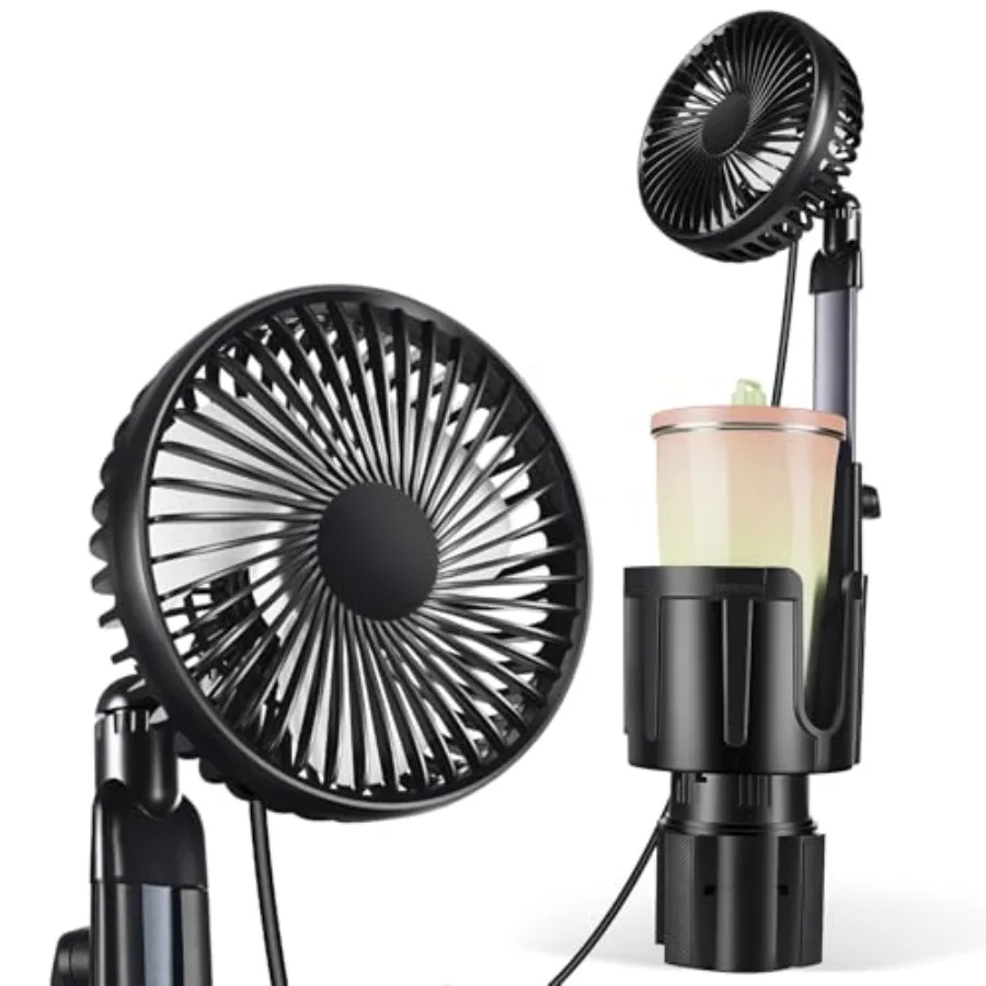 

Upgraded 2 in 1 USB Car Fan with Cup Holder, 3-Speed Car Fan Cup Holder, 360° Rotation Cup Fan Holder for Vehicle Van Truck RV