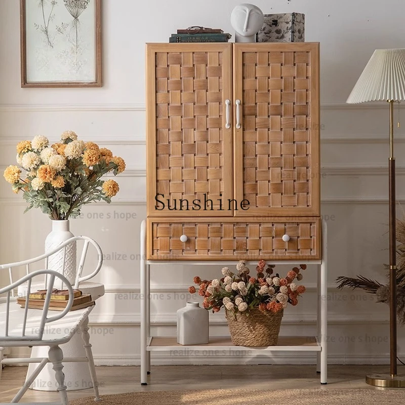 

Creative carved solid wood bookcase retro dining side country living room art cabinet store decorative storage