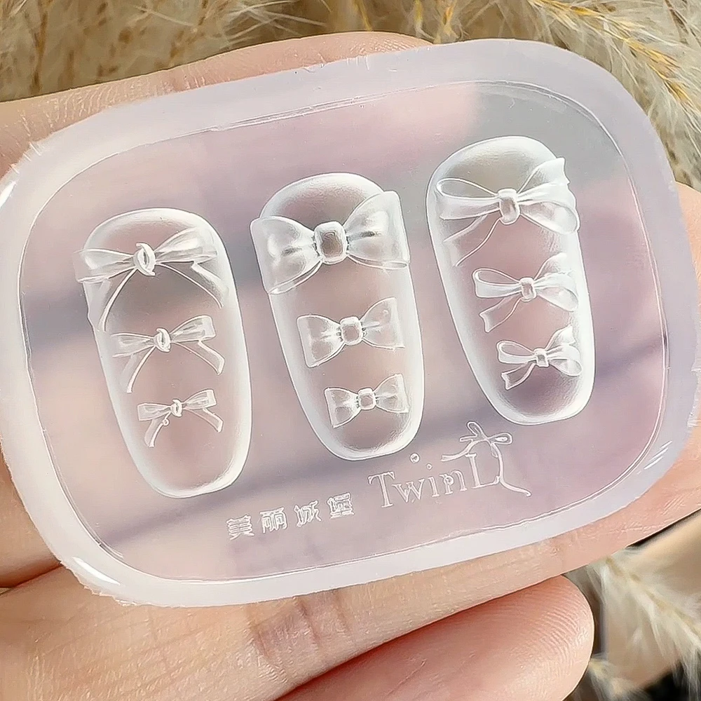 3D Silicone Nail Carving Mold Of Bowknot Design,cute Ballet Ribbon Tie Nail Charms Bownot Nails Template Stencil Tool Y2K Nail