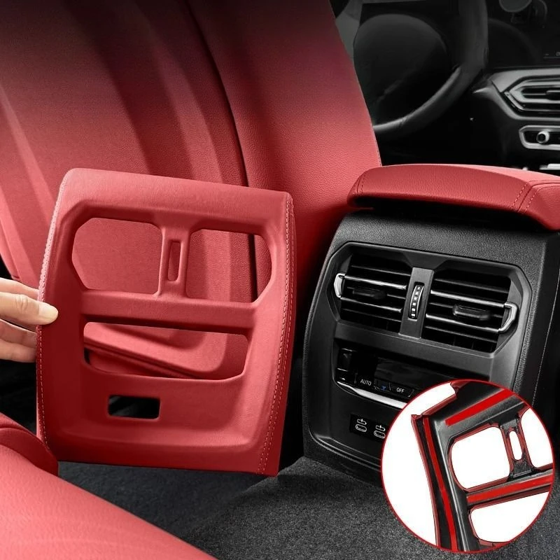 

For BMW 3 Series I3 G20 G21 20-24 ABS Red Car Rear Air Vent Cover Frame Anti-Kick Panel Trim Interior Car Accessories