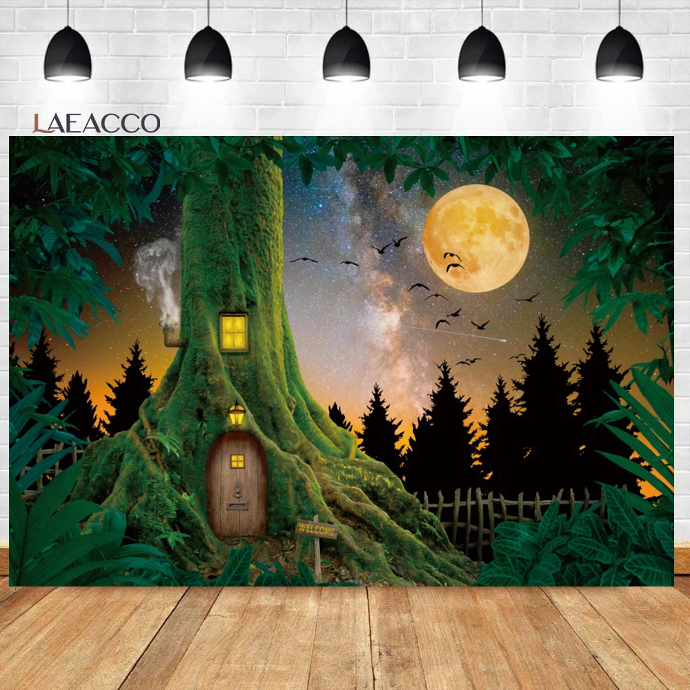 Laeacco Fairtale Wonderland Trees Butterfly Grass Flowers Glitter Cave Photo Background Photographic Backdrops For Photo Studio