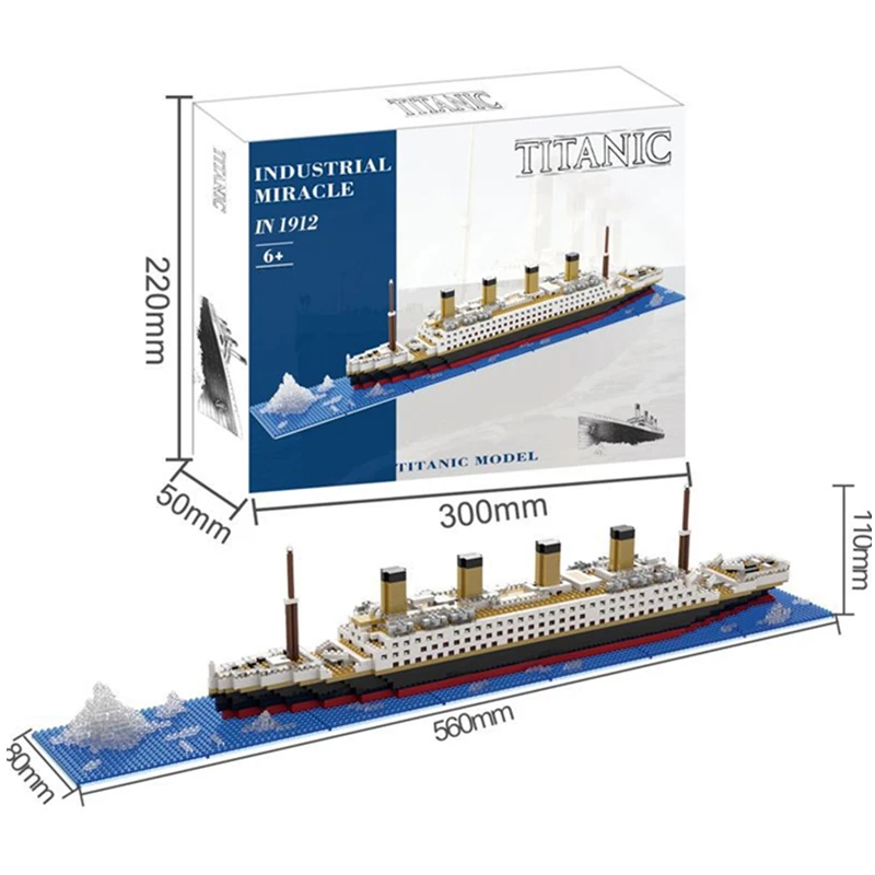 Titanic Creative Luxury Iceberg Cruise Ship Boat Wreck Set City DIY Model Building Blocks Bricks Toys For Children Adult Gift