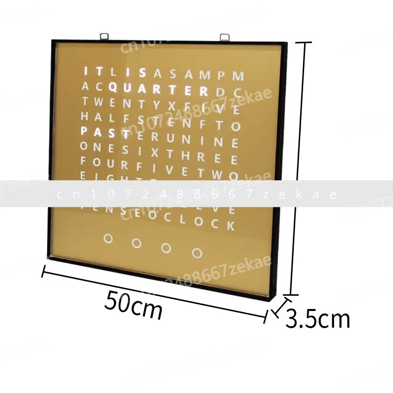 

CP37L Уникальный дизайн Золотой светодиодный текстовый дисплей времени Настенные часы Индивидуальный язык Электронные светодиодные слова Часы