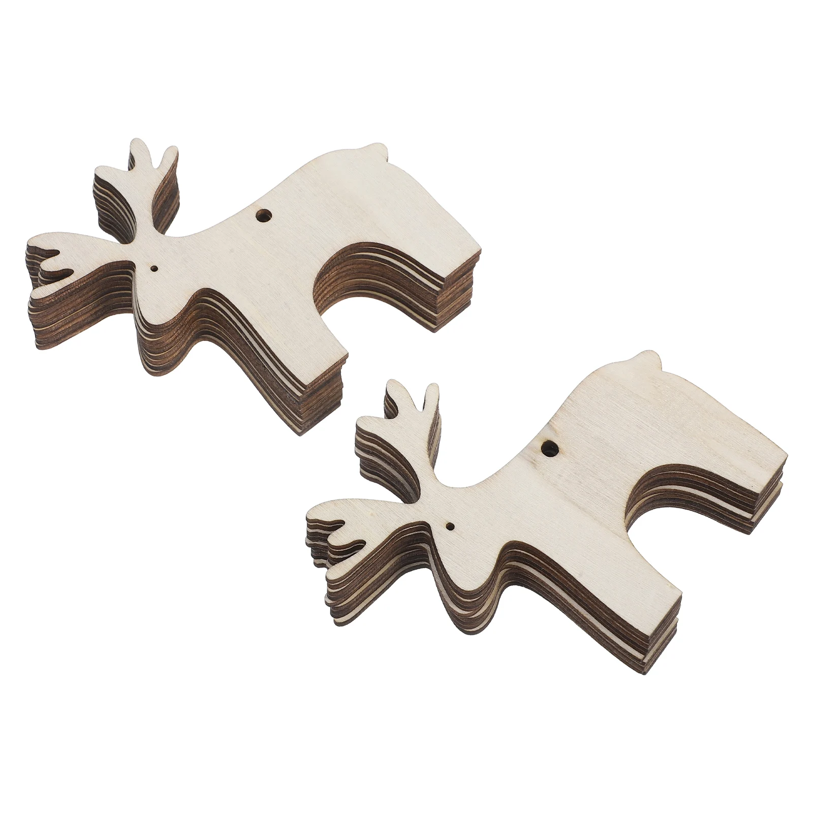 

20 Pcs Christmas Elk Pendant Wooden Reindeer Ornament Khaki Decorative Paintings Animals