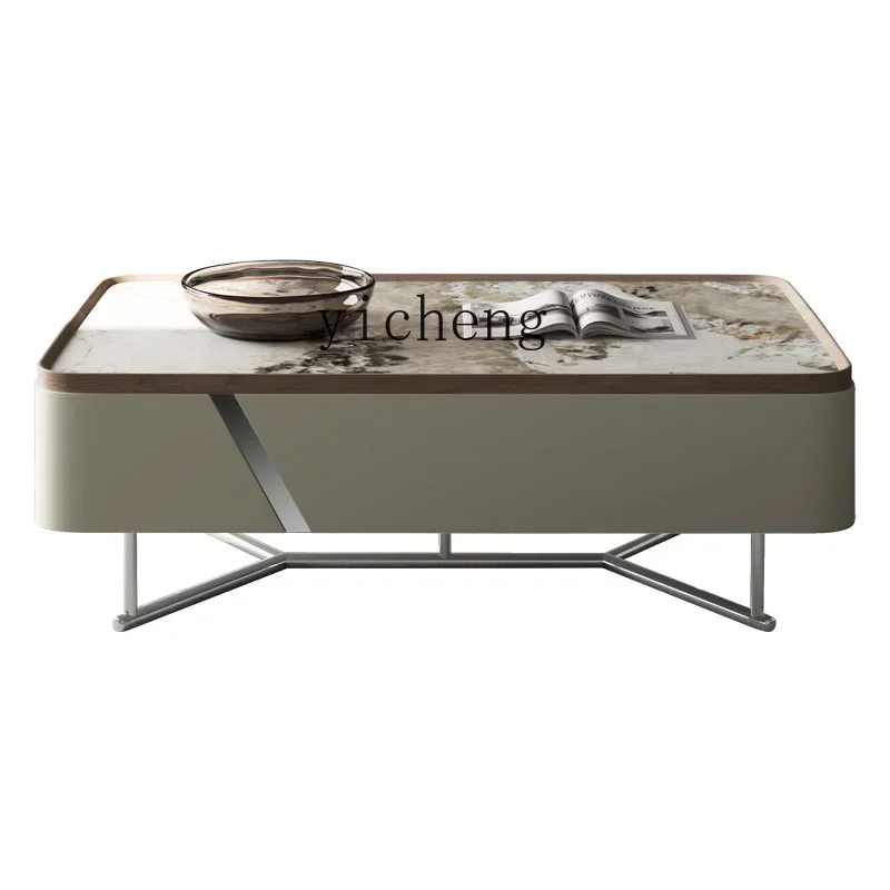 ZC creative coffee table light luxury modern new pearl rock slab coffee table movable Delifeng living room coffee table