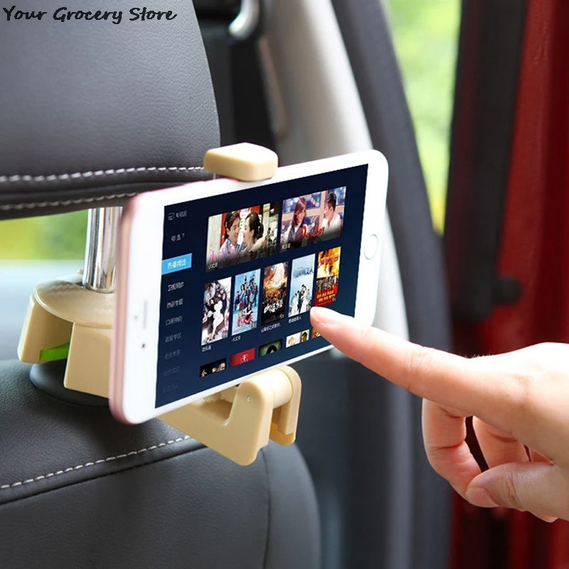 Universal Car Headrest Hooks With Phone Holder Backseat For IPhone Samsung Huawei Support Mobile Back Seat Kid Clip Stand Mount