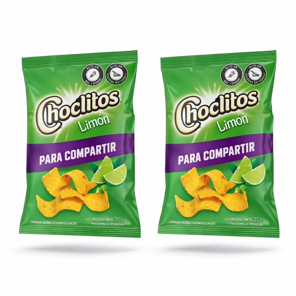 CHOCLITOS Limón FRITO LAY, 210g  Pack-2 Crocantes Tortillitas de Maíz