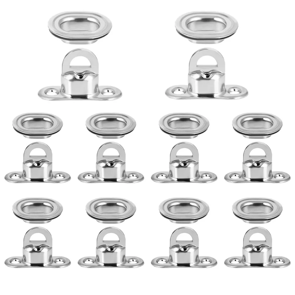 10 Sets Oval Eyelet Rotating Latch Turnbuckle Copper-Locks For Car Trailer Tarpaulin Replacement Parts Easy Install Silver
