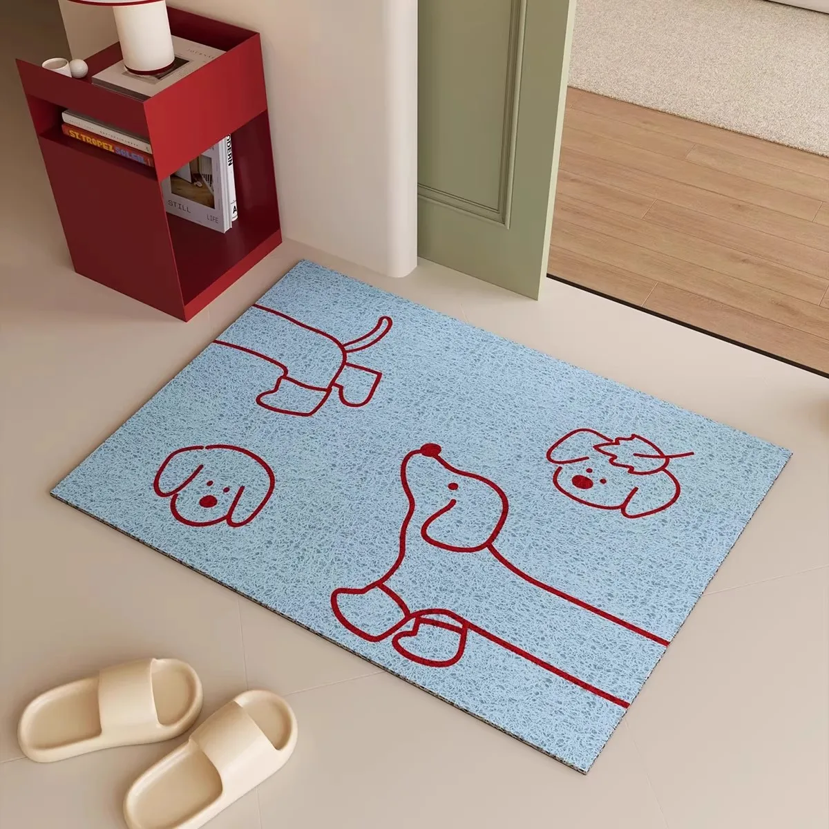 Cartoon PVC Welcome Doormat Korean Style Cute Dog Cuttable House Entrance Mat Carpet Anti Dust Pad Outdoor Aesthetic Home Decor