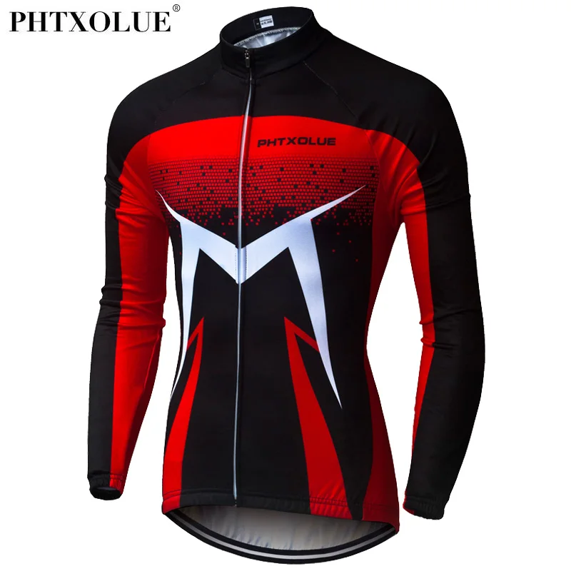 Phtxolue Thermal Fleece Cycling Jerseys Autumn Winter Warm Pro Mtb Long Sleeve Men Bike Wear Cycling Clothing bicycle Shirt