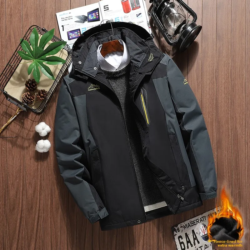 

Thiened Fce зимняя хлопковая куртка для мужчин среднего возраста, теплая верхняя одежда для папы, ветрозащитная, пухозащитная, с капюшоном, на молнии