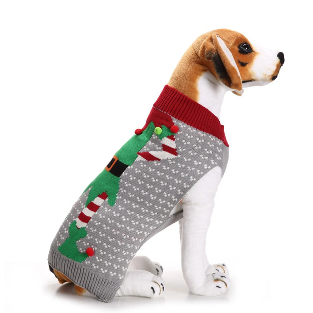 

Pet Christmas Clothes Clown Sweater Gray Winter Pullover for Dogs Small Large Puppy Clothing Dog Sweaters Pet Clothes Size Xs