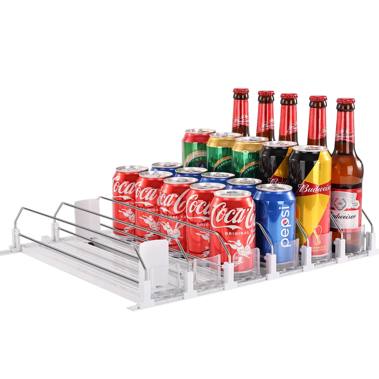 

Soda Can Dispenser with Automatic Pusher Glide-Holds 6 Rows Canned Food Rack For Kitchen Refrigerator Jar lids Microwave cover