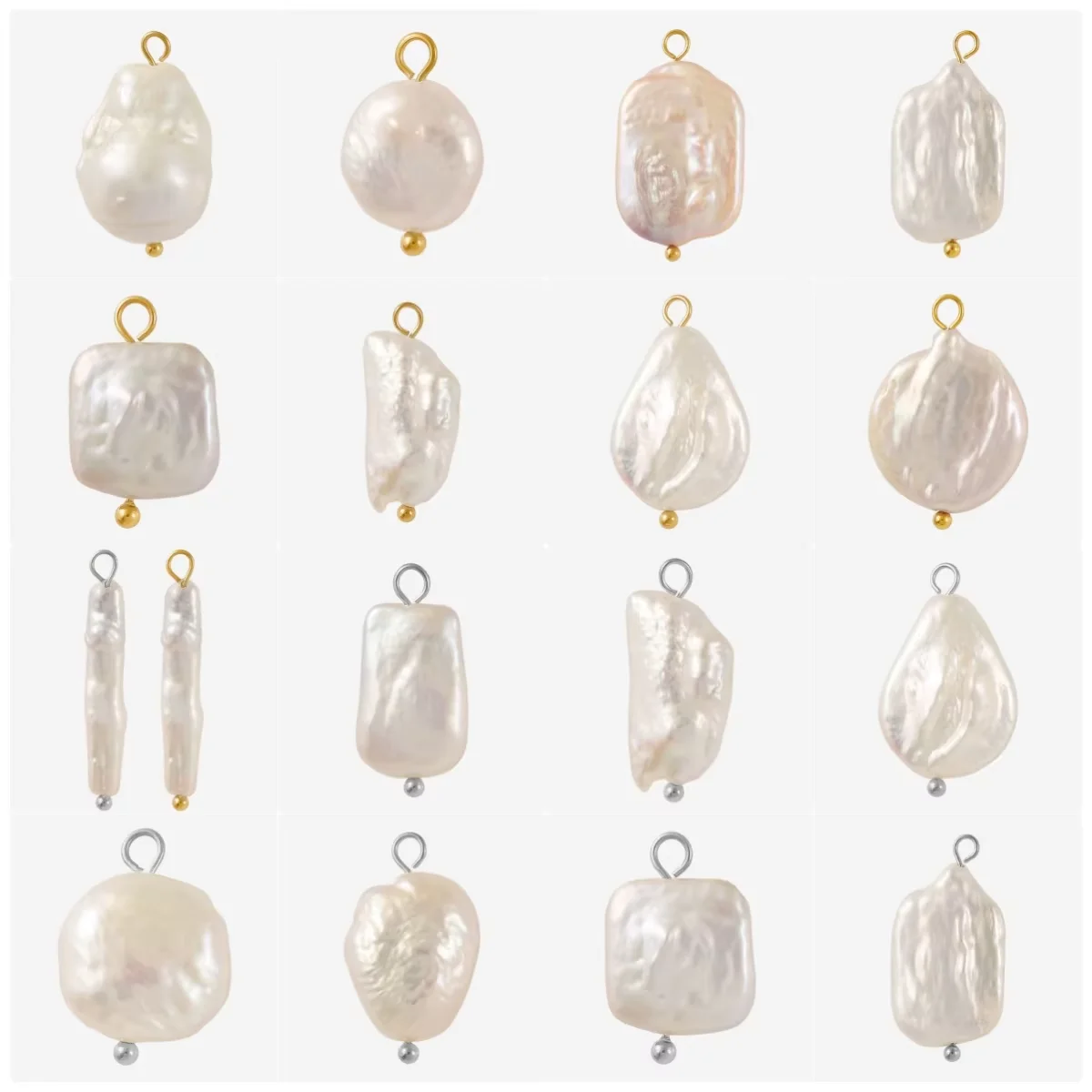 1pc Hohe Qualität Edelstahl Natürliche Süßwasser Perlen Anhänger Textur Unregelmäßige Falten Charme Diy Schmuck Machen Liefert