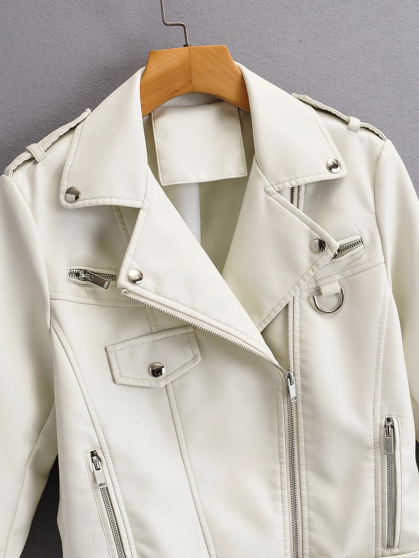 Brand New Spring Women Pu Leather Motorcycle Jacket Female With Belt Solid Color Jackets Ladys Loose Casual Jacket