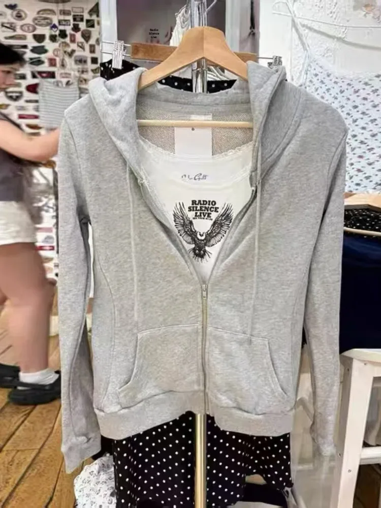 

Американское повседневное худи Brandy BM на весну-осень, универсальное, с длинными рукавами, на молнии, облегающее, однотонное, для молодых женщин