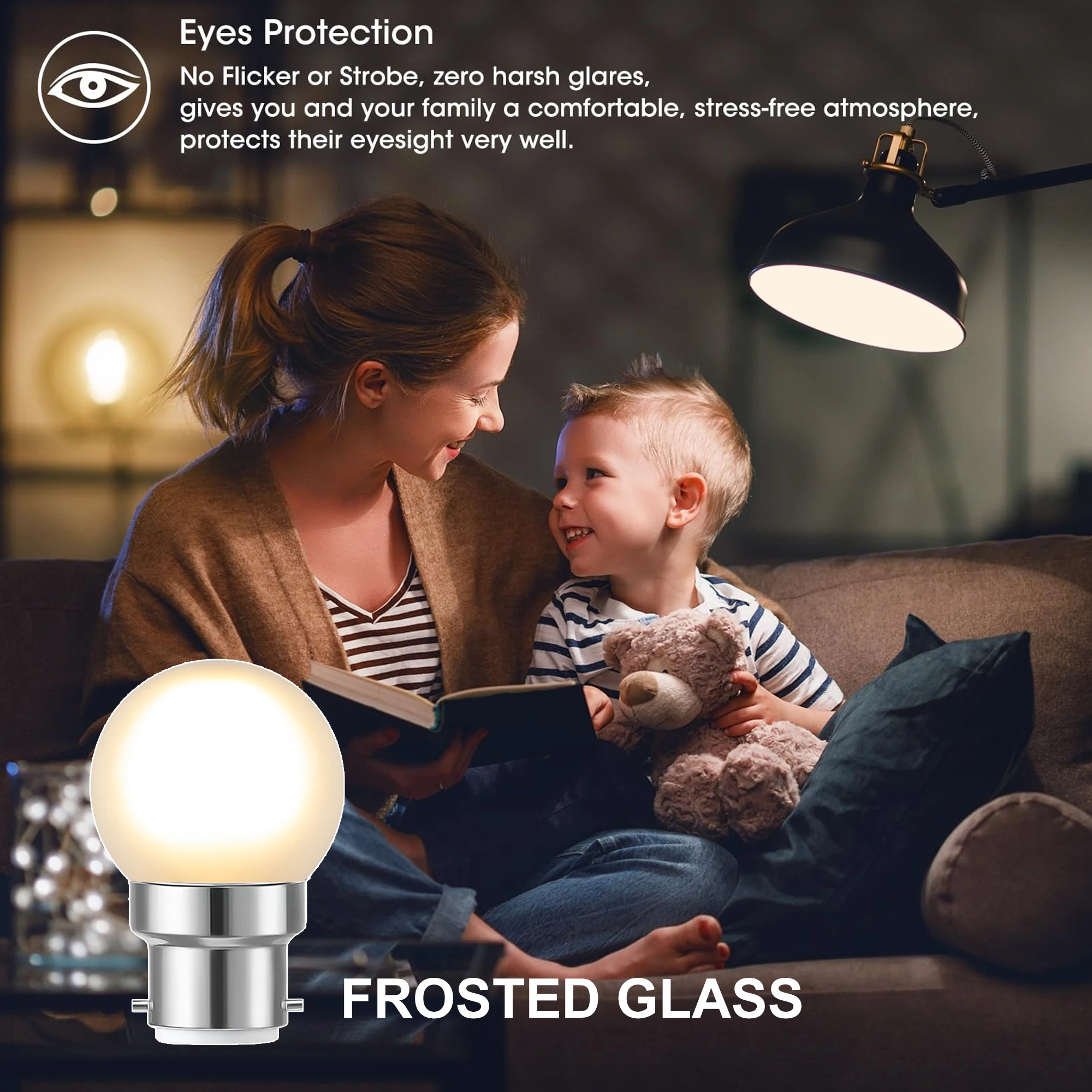 G40 Frosted Globe LED Filament Bulbs B22 1.5W Dimmable