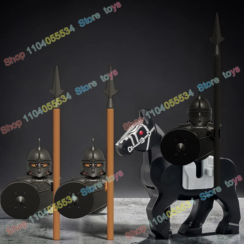 

Medieval Knight Soldier Warhorse Doll Building Blocks Toy Shield Splicing Brick Accessories DIY Children's Gifts LK0004-0006