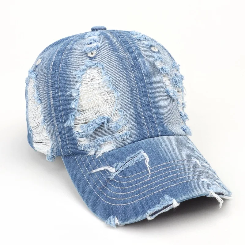 Männer Frauen Baseball Caps Hiphop Street Trendy Hüte Distressed Denim Coole Kpop Visier Hüte – Detail 5