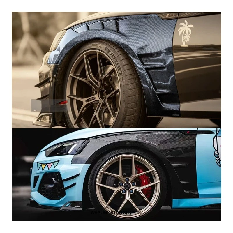 

New forAudi RS5 B9.5 Carbon Fiber Front Fender with Exhaust Bumper Cut-Outs-Bolt-On Retrofit/Upgrade