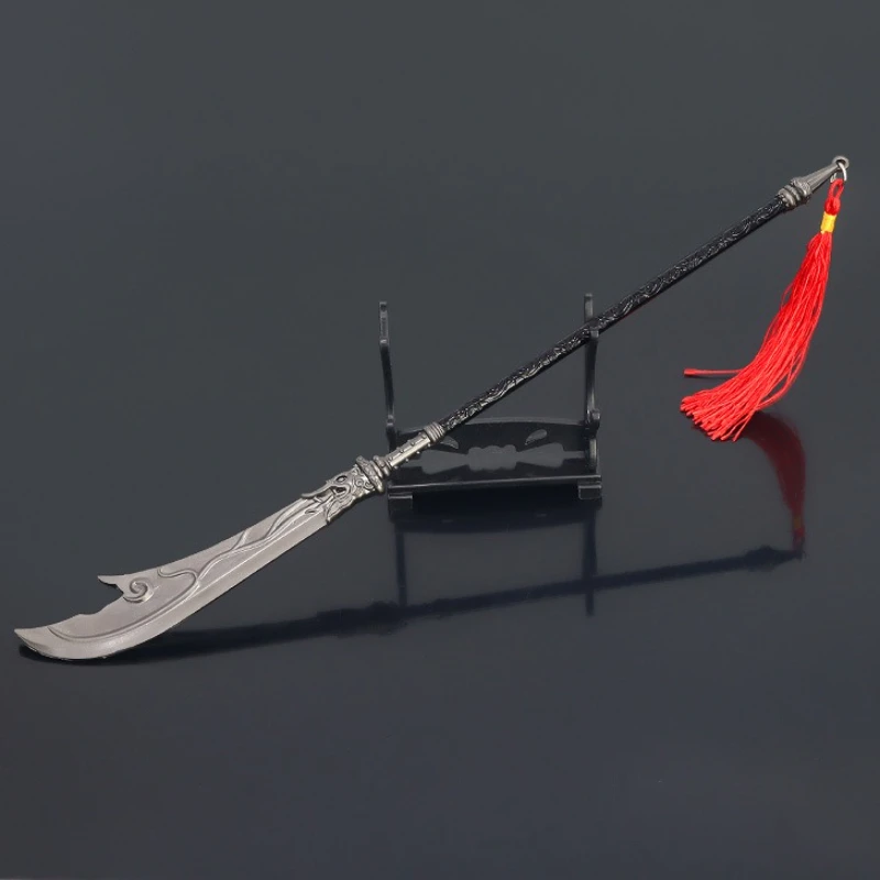 30 سنتيمتر/11.81in الصين الأجهزة الطرفية للفيلم والتلفزيون غوان يو التنين الأخضر الهلال سكين سلاح معدني نموذج الحرف سطح المكتب الحلي اللعب