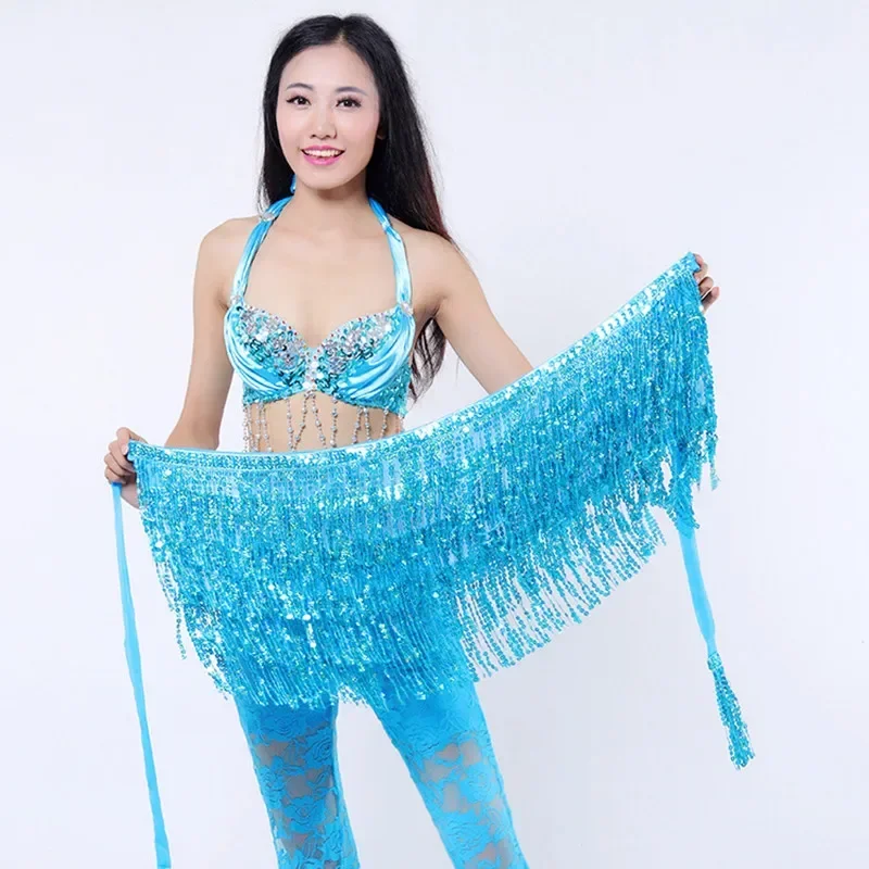 Belly Dance Belt Sexy Bellydance Hip Scarf Accessories Dancing Tassel Sequins for Girls Women Party Show Practice Performance