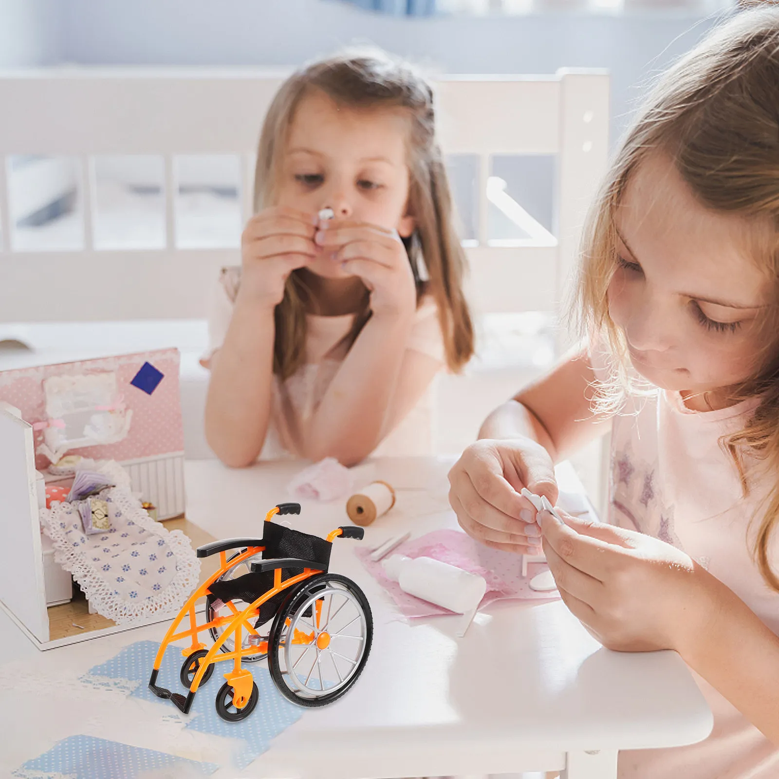 Foldable Wheelchair and Crutches Combo Realistic Miniature Accessories for Pretend Play Encourages Empathy in Role Play