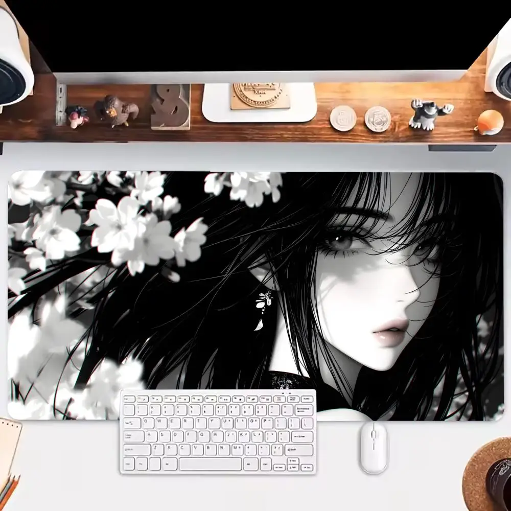 

Чернильный коврик для мыши Sakura Girl, большой игровой коврик для мыши XXL, геймерская клавиатура, нескользящий коврик для ноутбука, планшета, игровой коврик для ПК