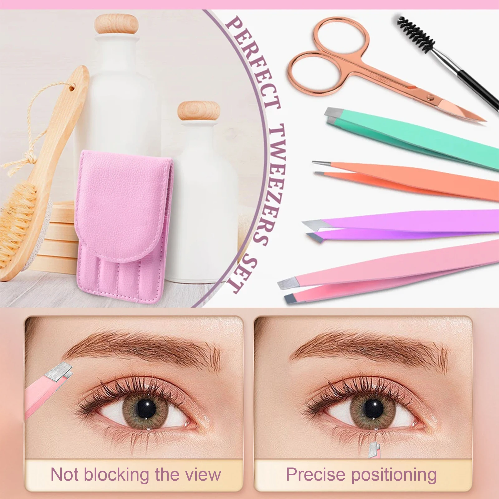 Pinzetten-Set, professionelles Pinzetten-Set aus Edelstahl für die Augenbrauenformung und Haarentfernung, professionelles Beauty-Tool mit Tasche