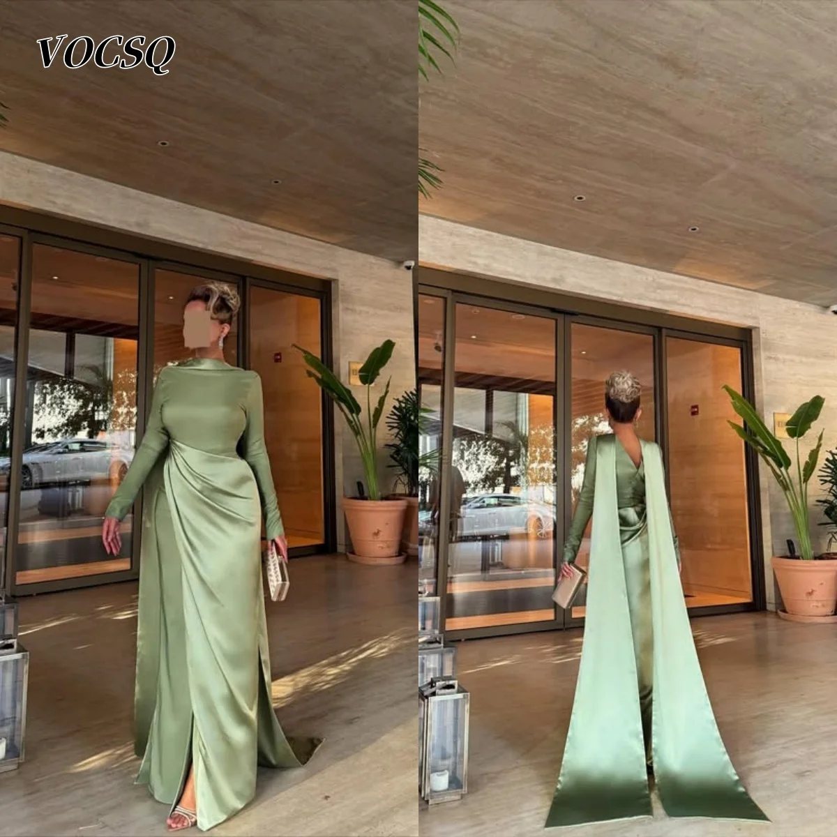 Damen-Abschlussballkleider mit langen Ärmeln, Meerjungfrau-Abendkleider, Party-Abschlussballkleid mit Schlitz, فستان • Daug Daug__ Customized