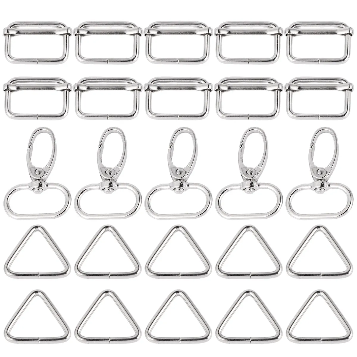 

1Set Buckle Set Key Chain Buckle Hooks Durable for Handbag Purse Craft Making Rotary Oval Tri-Glide Triangle Fastener Silver