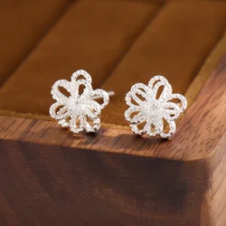 Luxury Brand Funny Flower Stud Earrings for Women Party Wedding Girls Korean Christmas Gift Jewelry