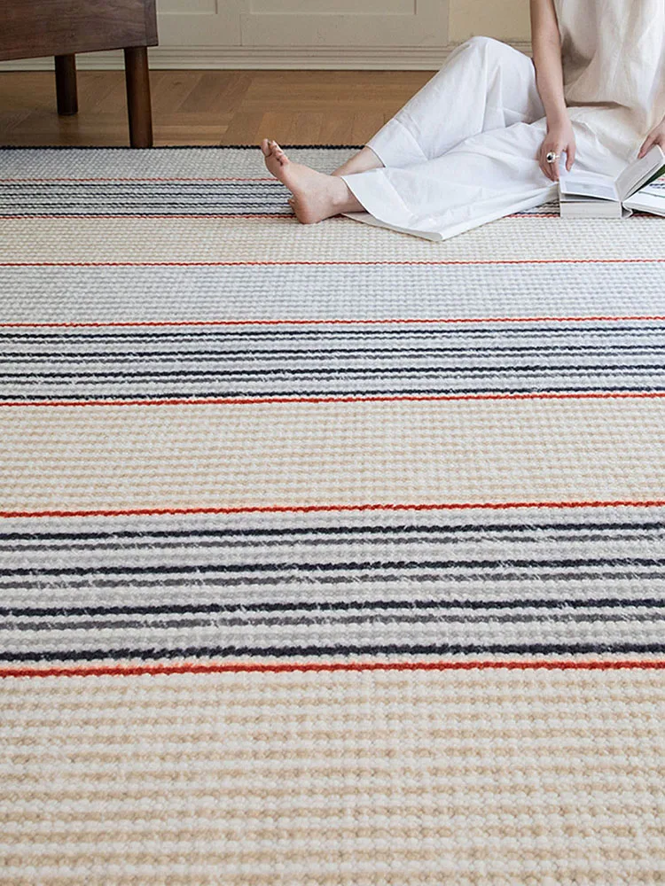 Modern Wool Carpet Living Room Simple Stripe Morocco Area Rug Large Thick Bedside Sofa Coffee Table Floor Rug Anti-skid Mat