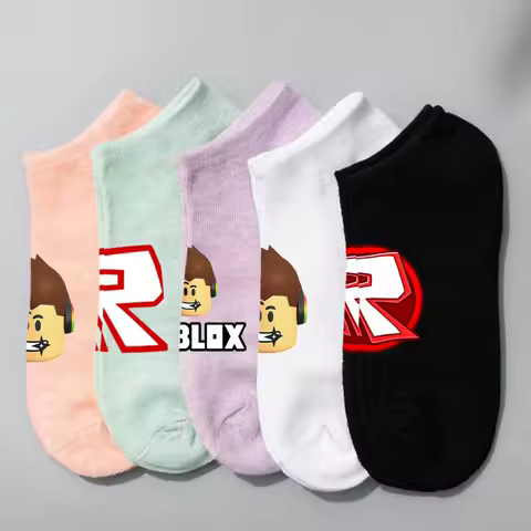 Game ROBLOX Dopamine Short Socks for Men and Women Autumn and Winter Candy Colored Shallow Mouth Sock Cartoon Cute Boat Socks