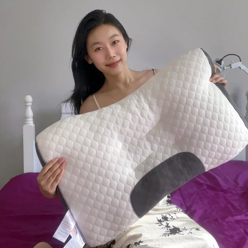 Heißes Strick-Nackenkissen mit Massagefunktion für den Schlaf – Weich, verstellbar, ergonomisch, orthopädisch konturiert, unterstützt den Schlaf