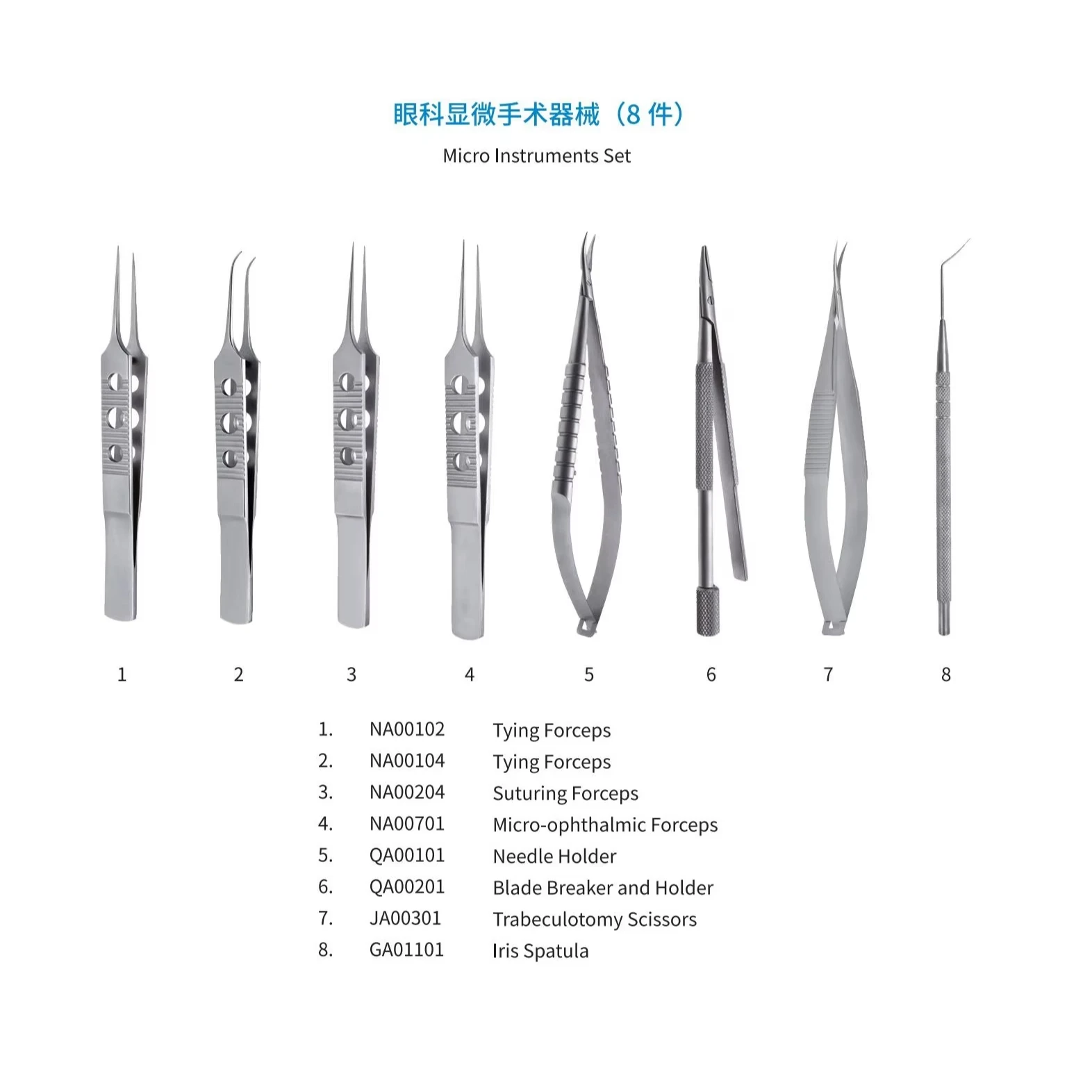 Ophthalmic Microsurgical Instrument Set InstrumentSets Ophthalmic Microsurgical Instruments (8 Pieces) Micro Instruments Set