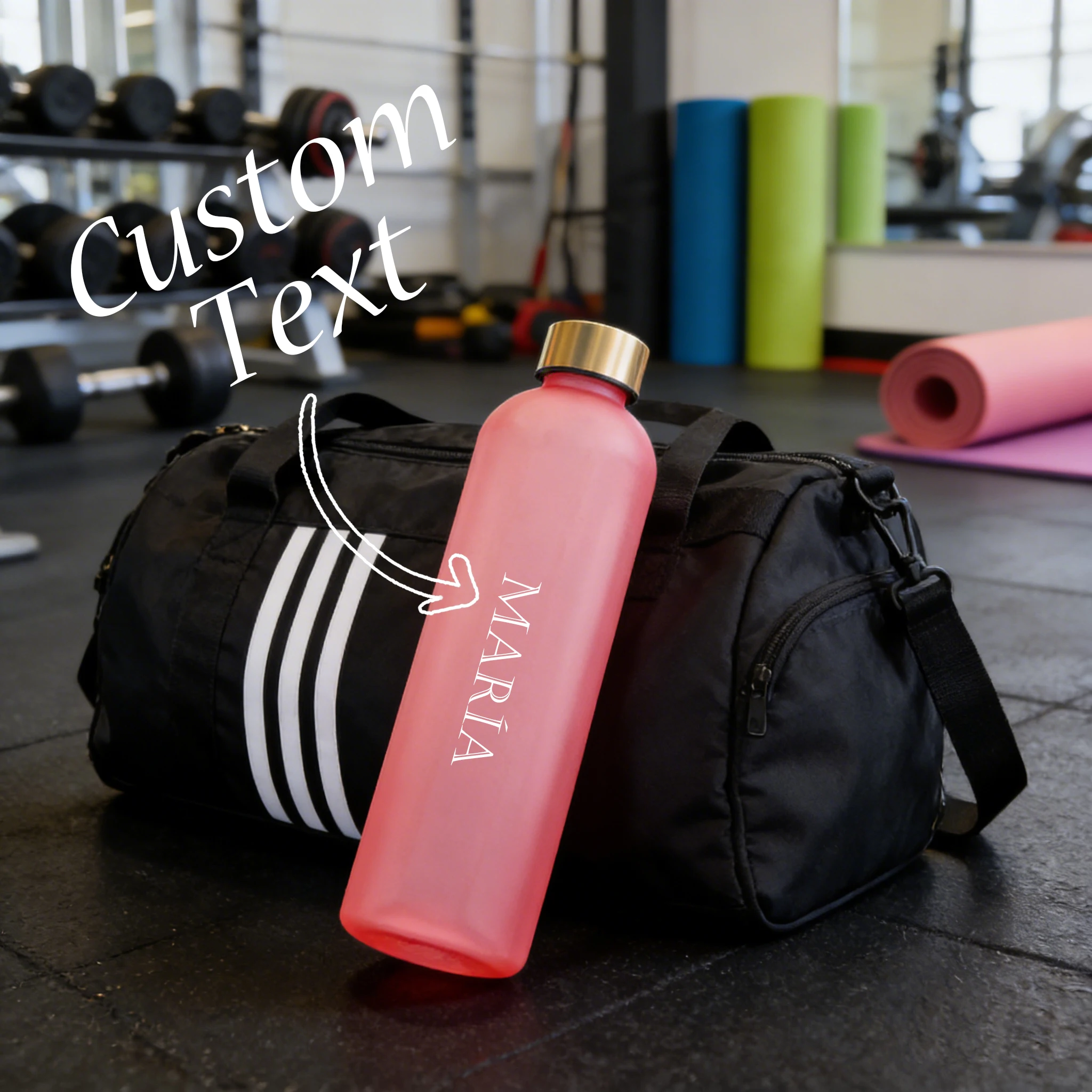 Custom Text Frosted Sports Water Bottle Portable Large‑Capacity Drinking Bottle Personalized Gift Cup for Gym Fitness Outdoor