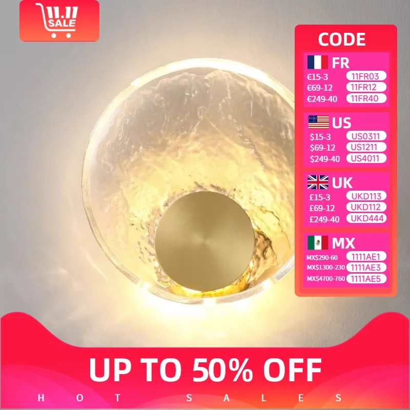 

Nordic Crystal Wall Light Round Lampshade Designer Gold Chrome Bedroom Kitchen Bar Minimalist Home Decor Luxury Bedside Lamp