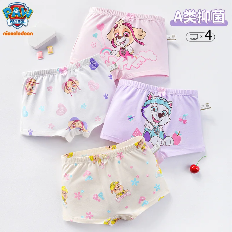 2024 New Arrival 4PCS/SET Origina Paw Patrol Girls Underwear kids Underpants Skye Everest Four Season Boxer Briefs boxer shorts