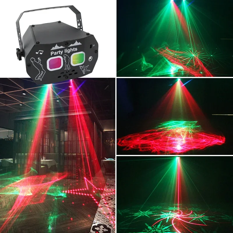 LED DJ جهاز عرض ليزر المرحلة ديسكو أضواء الدورية الكرة ستروب التحكم عن بعد كشاف إضاءة للحفلات لعيد الميلاد عطلة الزفاف