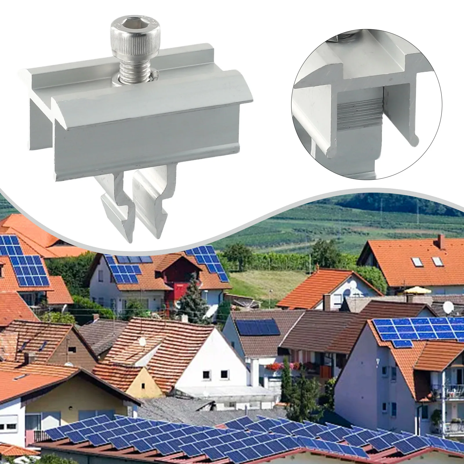 1pcs Module Center Clamp PV Solar Panel Mount End Clamp Middle Clamp Stainless Steel For 30-50mm PV End Clamp Solar Power Parts