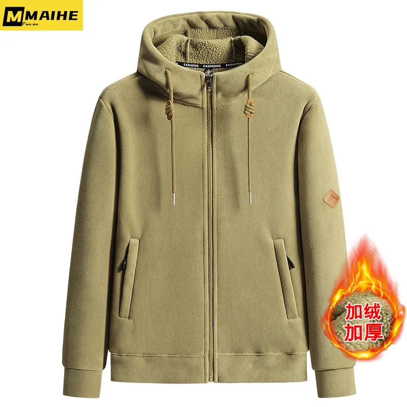 Winter Lamb fleece hoodie for men Korean version Thick warm coral fleece zipper Jacket Couple hooded coat sudaderas para hombres