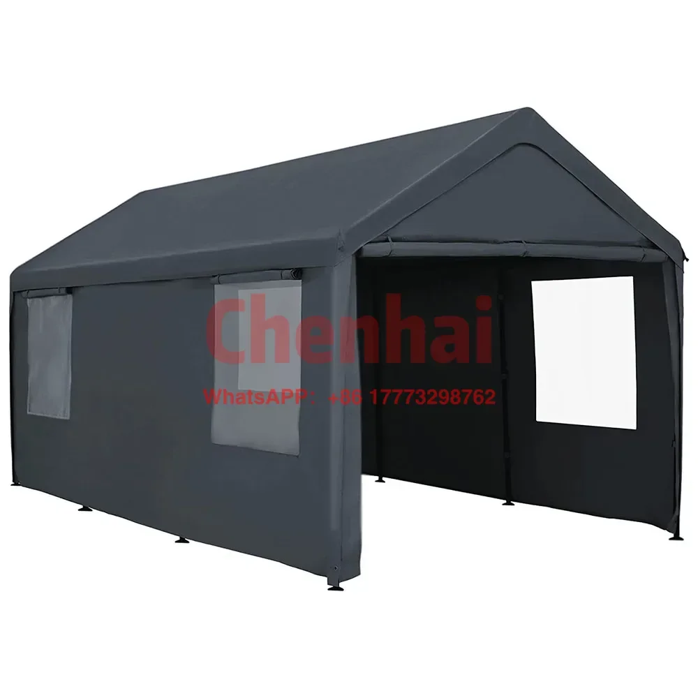 

Carport Canopy 6x3M Heavy with Removable Sidewalls & Doors Portable Car Port Garage Shelter for Boat & Party